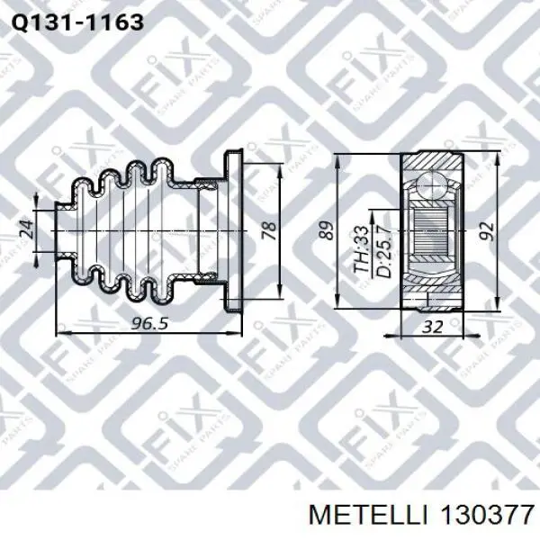 Do koszyka 130377 Metelli Osłona przegubu homokinetycznego półosi przedniej zewnętrzna