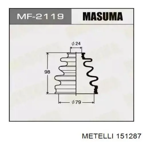 Do koszyka 151287 Metelli Przegub homokinetyczny przedni zewnętrzny