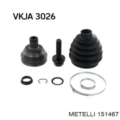 Do koszyka 151467 Metelli Przegub homokinetyczny przedni zewnętrzny