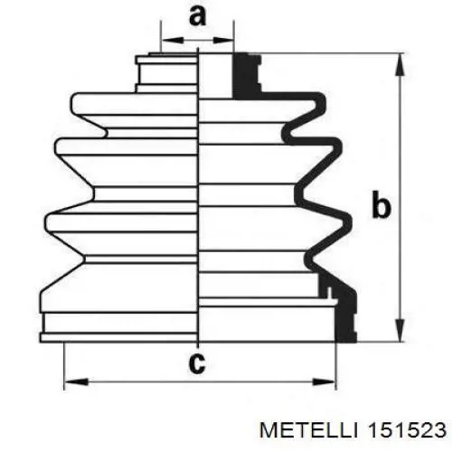 Do koszyka 151523 Metelli Przegub homokinetyczny przedni zewnętrzny