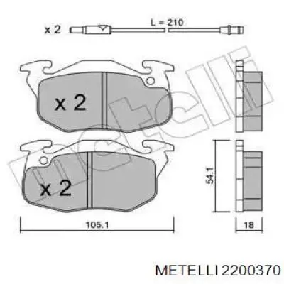Klocki hamulcowe przednie tarczowe Metelli 2200370 cena, od 18,23 USD