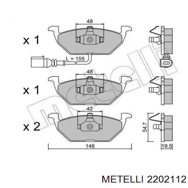 Klocki hamulcowe przednie tarczowe Metelli 2202112 cena, od 26,62 USD