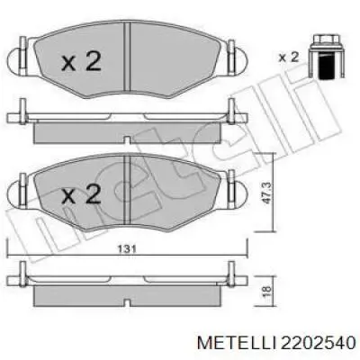 Klocki hamulcowe przednie tarczowe Metelli 2202540 cena, od 25,32 USD