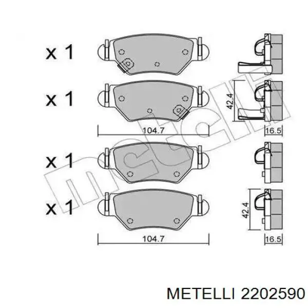 Okładziny (klocki) do hamulców tarczowych tylne Metelli 2202590 cena, od 18,83 USD