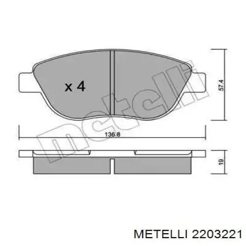 Klocki hamulcowe przednie tarczowe Metelli 2203221 cena, od 24,86 USD
