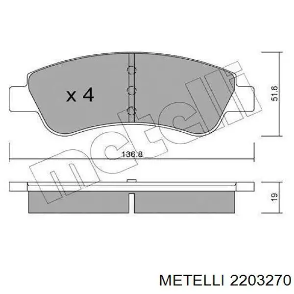 Klocki hamulcowe przednie tarczowe Metelli 2203270 cena, od 25,70 USD