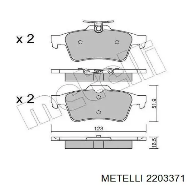 Okładziny (klocki) do hamulców tarczowych tylne Metelli 2203371 cena, od 22,54 USD
