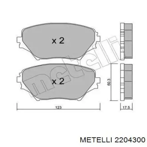 Klocki hamulcowe przednie tarczowe Metelli 2204300 cena, od 25,37 USD