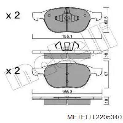 Klocki hamulcowe przednie tarczowe Metelli 2205340 cena, od 26,45 USD