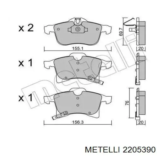 Klocki hamulcowe przednie tarczowe Metelli 2205390 cena, od 29,38 USD