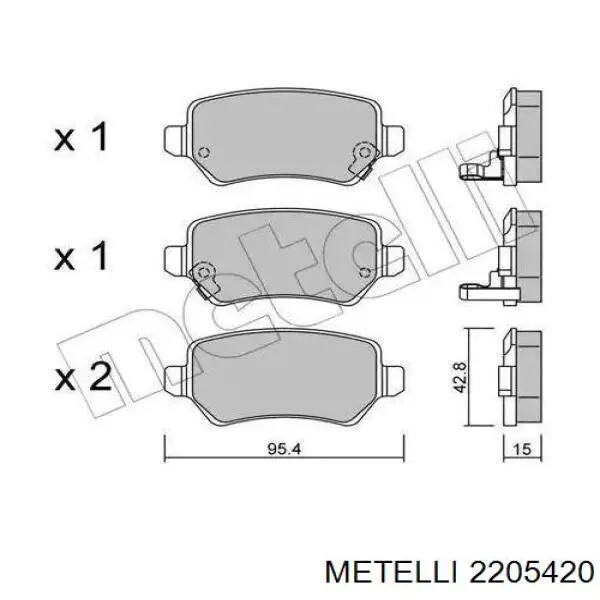 Okładziny (klocki) do hamulców tarczowych tylne Metelli 2205420 cena, od 19,44 USD