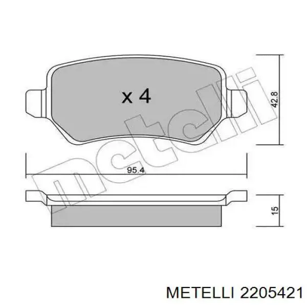 Okładziny (klocki) do hamulców tarczowych tylne Metelli 2205421 cena, od 19,46 USD