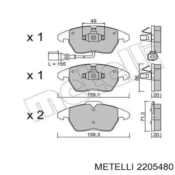 Klocki hamulcowe przednie tarczowe Metelli 2205480 cena, od 43,90 USD