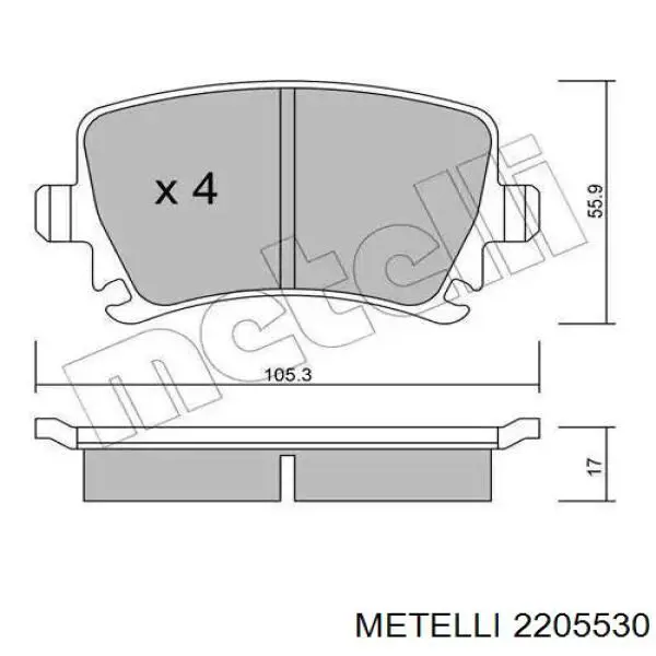Okładziny (klocki) do hamulców tarczowych tylne Metelli 2205530 cena, od 23,61 USD