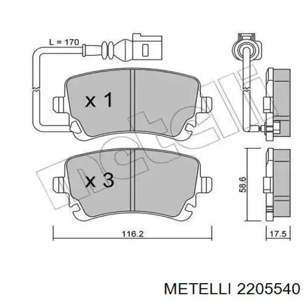 Okładziny (klocki) do hamulców tarczowych tylne Metelli 2205540 cena, od 25,61 USD