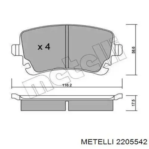 Okładziny (klocki) do hamulców tarczowych tylne Metelli 2205542 cena, od 26,13 USD