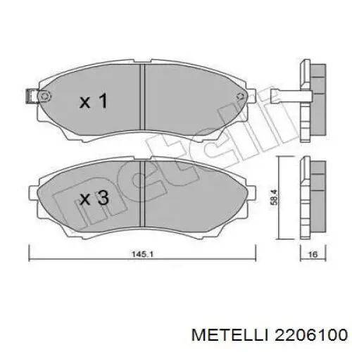 Klocki hamulcowe przednie tarczowe Metelli 2206100 cena, od 32,52 USD