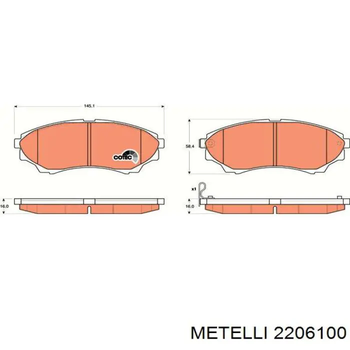 Do koszyka 2206100 Metelli Klocki hamulcowe przednie tarczowe