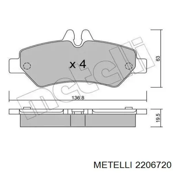 Okładziny (klocki) do hamulców tarczowych tylne Metelli 2206720 cena, od 22,45 USD