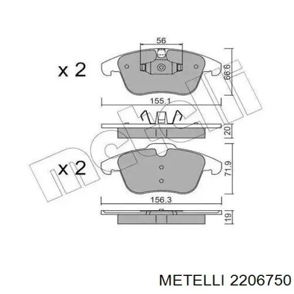 Klocki hamulcowe przednie tarczowe Metelli 2206750 cena, od 31,20 USD