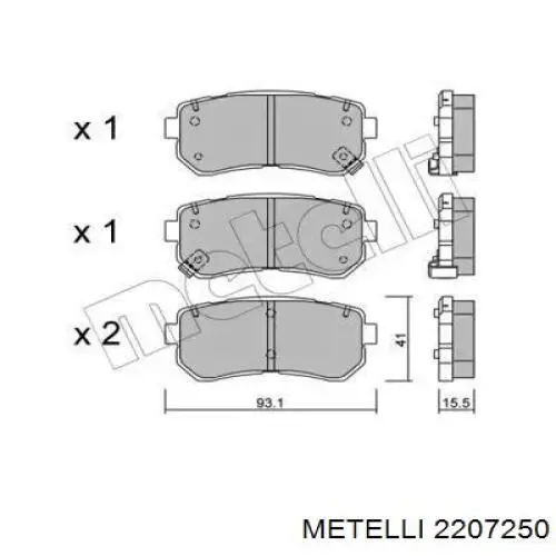 Okładziny (klocki) do hamulców tarczowych tylne Metelli 2207250 cena, od 24,59 USD
