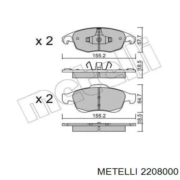 Klocki hamulcowe przednie tarczowe Metelli 2208000 cena, od 27,00 USD