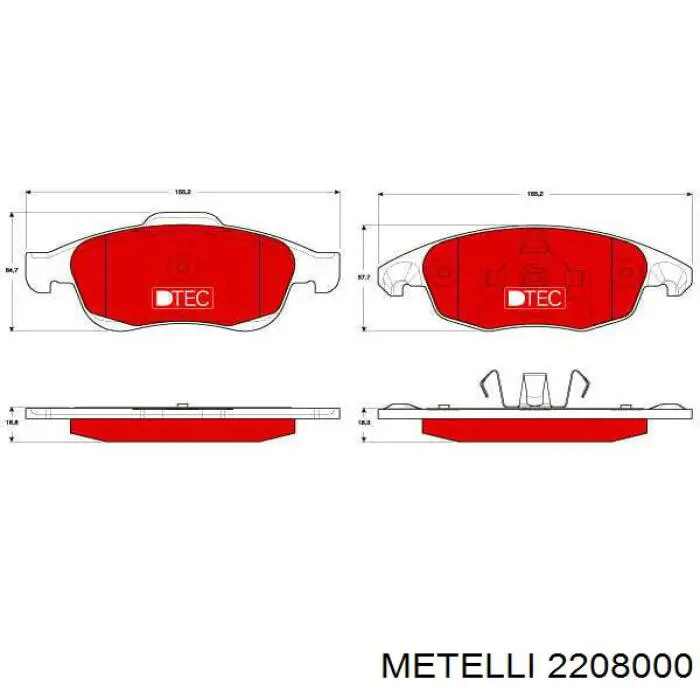 Do koszyka 2208000 Metelli Klocki hamulcowe przednie tarczowe