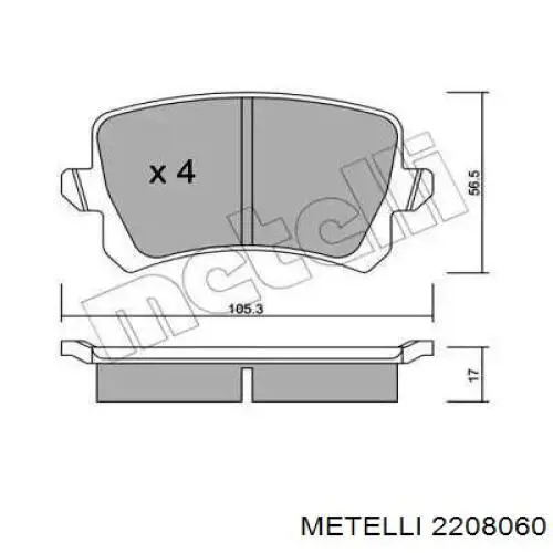 Okładziny (klocki) do hamulców tarczowych tylne Metelli 2208060 cena, od 33,38 USD