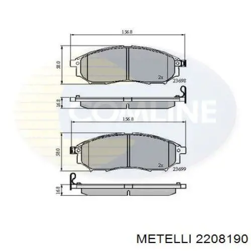 Do koszyka 2208190 Metelli Klocki hamulcowe przednie tarczowe