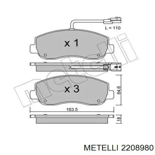 Klocki hamulcowe przednie tarczowe Metelli 2208980 cena, od 28,42 USD