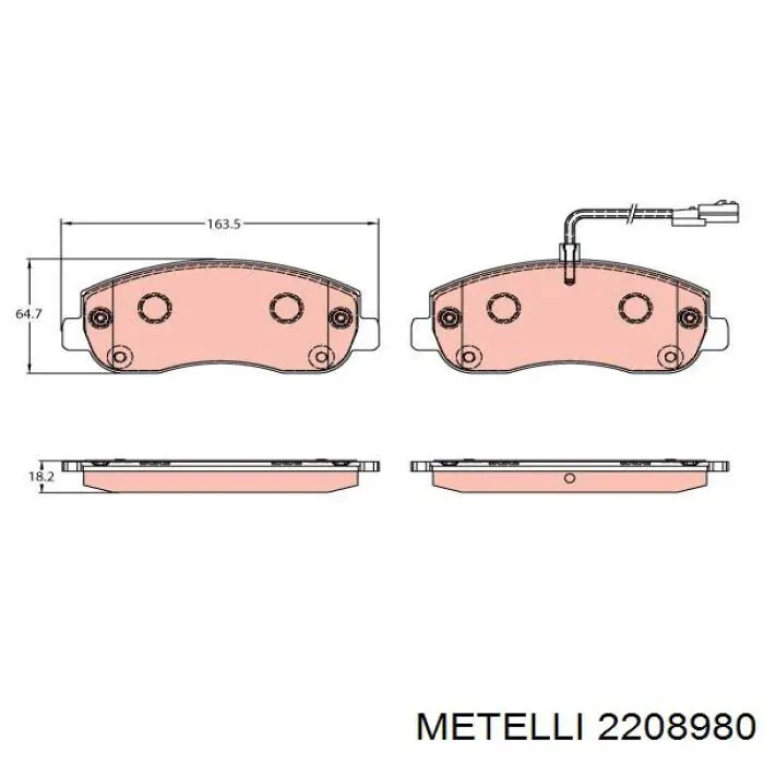Do koszyka 2208980 Metelli Klocki hamulcowe przednie tarczowe