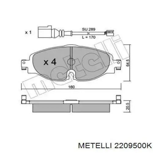 22-0950-0K Metelli klocki hamulcowe przednie tarczowe