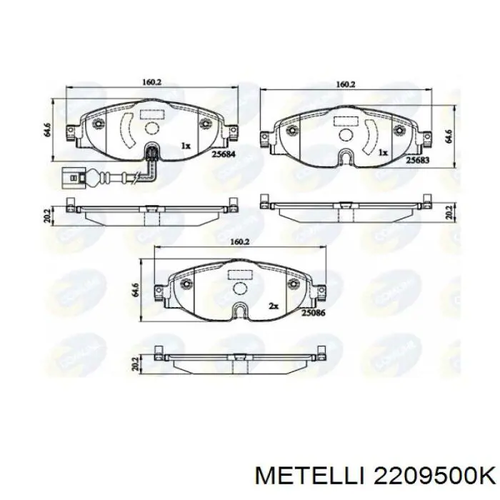 Klocki hamulcowe przednie tarczowe Metelli 2209500K cena, od 30,11 USD