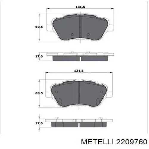 Klocki hamulcowe przednie tarczowe Metelli 2209760 cena, od 27,09 USD