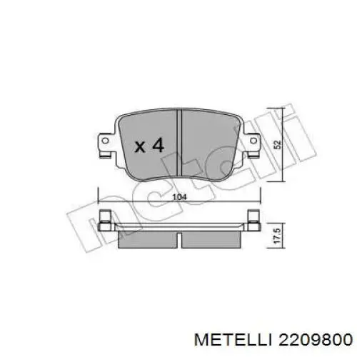 22-0980-0 Metelli okładziny (klocki do hamulców tarczowych tylne)