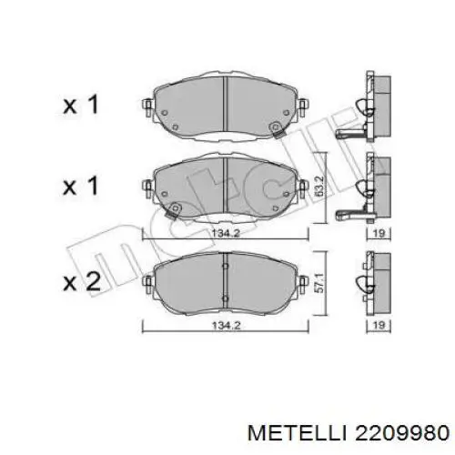 22-0998-0 Metelli klocki hamulcowe przednie tarczowe