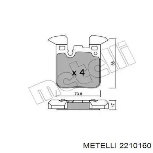 22-1016-0 Metelli okładziny (klocki do hamulców tarczowych tylne)