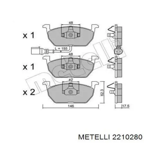 22-1028-0 Metelli klocki hamulcowe przednie tarczowe