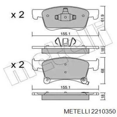 22-1035-0 Metelli klocki hamulcowe przednie tarczowe