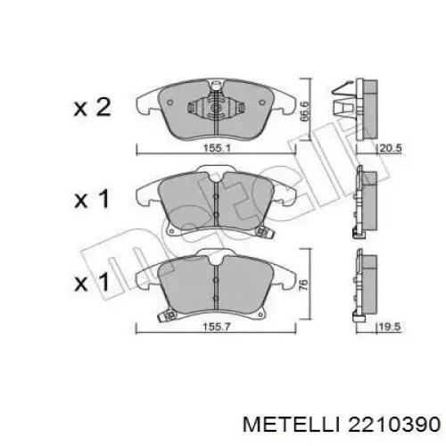 2210390 Metelli Klocki hamulcowe przednie tarczowe