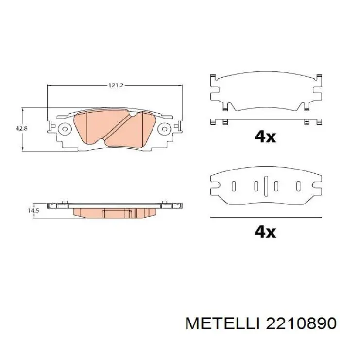 22-1089-0 Metelli okładziny (klocki do hamulców tarczowych tylne)