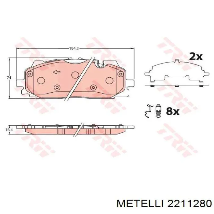 Klocki hamulcowe przednie tarczowe Metelli 2211280 cena, od 45,30 USD