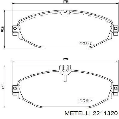 22-1132-0 Metelli klocki hamulcowe przednie tarczowe