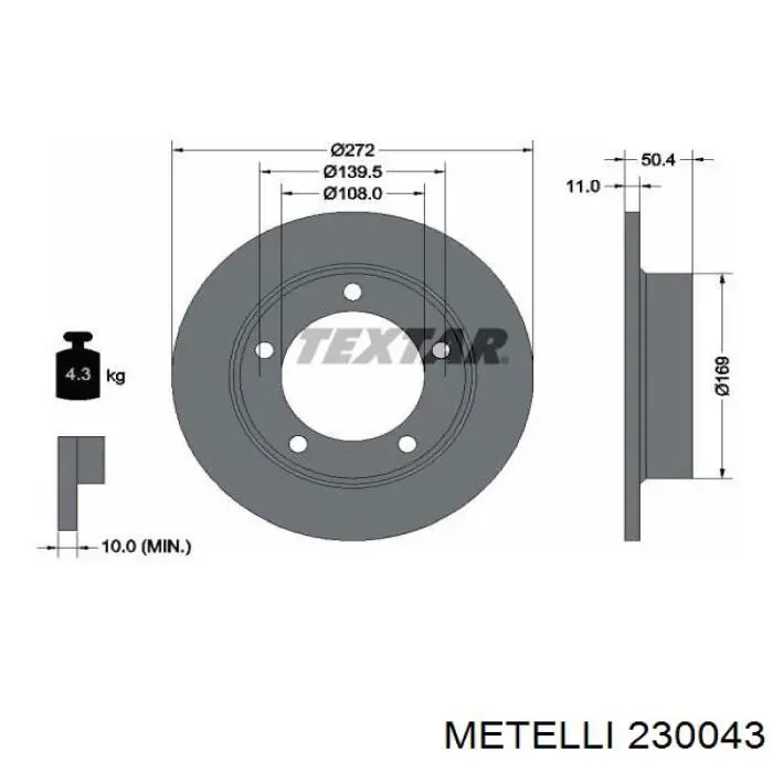 Tarcza hamulcowa przednia Metelli 230043 cena, od 28,25 USD