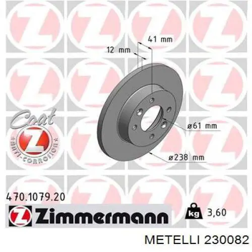 230082 Metelli Tarcza hamulcowa przednia