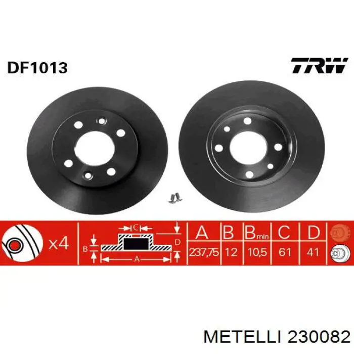 Do koszyka 230082 Metelli Tarcza hamulcowa przednia