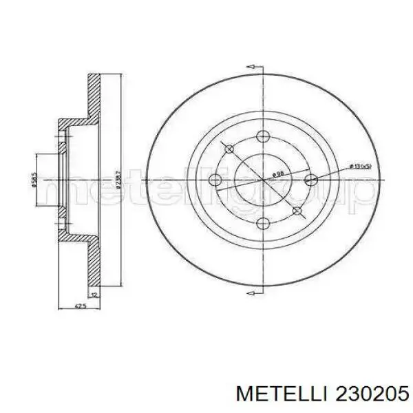 23-0205 Metelli tarcza hamulcowa przednia