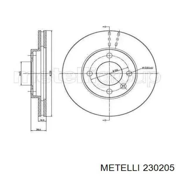 Do koszyka 230205 Metelli Tarcza hamulcowa przednia