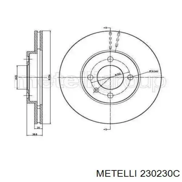 23-0230C Metelli tarcza hamulcowa przednia