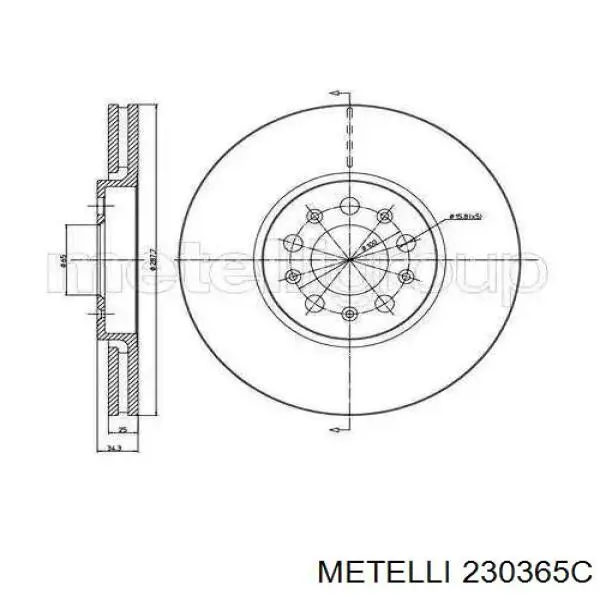 230365C Metelli tarcza hamulcowa przednia